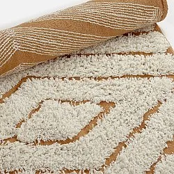 Runde tepper - Holwell Natural Cotton Shaggy (off white/brun)