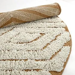 Runde tepper - Holwell Natural Cotton Shaggy (off white/brun)