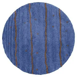 Rundt teppe - Leora Natural Cotton Shaggy (blå/brun)