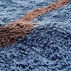 Rundt teppe - Leora Natural Cotton Shaggy (blå/brun)