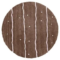 Rundt teppe - Leora Natural Cotton Shaggy (brun/lilla)