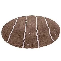 Rundt teppe - Leora Natural Cotton Shaggy (brun/lilla)