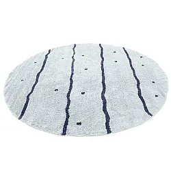 Rundt teppe - Leora Natural Cotton Shaggy (grå/blå)
