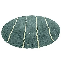 Rundt teppe - Leora Natural Cotton Shaggy (grønn)