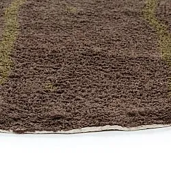 Rundt teppe - Leora Natural Cotton Shaggy (brun/oliven)