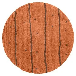 Rundt teppe - Leora Natural Cotton Shaggy (oransje/brun)