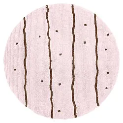 Rundt teppe - Leora Natural Cotton Shaggy (rosa/brun)