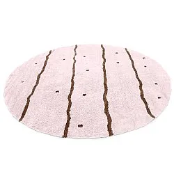 Rundt teppe - Leora Natural Cotton Shaggy (rosa/brun)