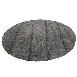 Rundt teppe - Leora Natural Cotton Shaggy (svart/brun)
