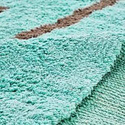 Rundt teppe - Leora Natural Cotton Shaggy (turkis/brun)