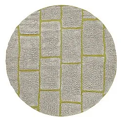Runde tepper - Lindley Natural Cotton Shaggy (greige/grønn)