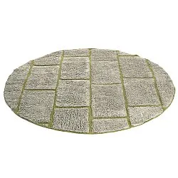 Runde tepper - Lindley Natural Cotton Shaggy (greige/grønn)