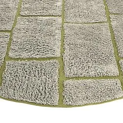 Runde tepper - Lindley Natural Cotton Shaggy (greige/grønn)