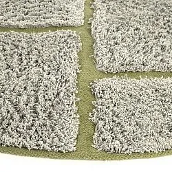 Runde tepper - Lindley Natural Cotton Shaggy (greige/grønn)
