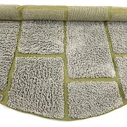 Runde tepper - Lindley Natural Cotton Shaggy (greige/grønn)