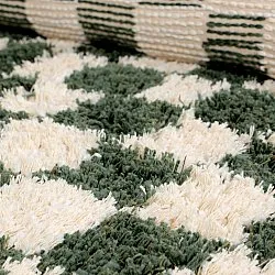 Rundt teppe - Methoni Check Cotton Shaggy (krem/grønn)