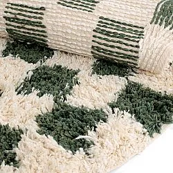 Rundt teppe - Methoni Check Cotton Shaggy (krem/grønn)