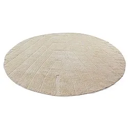 Rundt teppe - Sivia Natural Cotton Shaggy (beige)