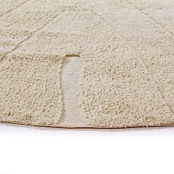 Rundt teppe - Sivia Natural Cotton Shaggy (beige)