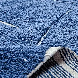 Rundt teppe - Sivia Natural Cotton Shaggy (blå)
