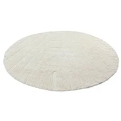 Rundt teppe - Sivia Natural Cotton Shaggy (off-white)