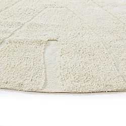 Rundt teppe - Sivia Natural Cotton Shaggy (off-white)