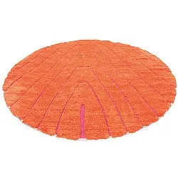 Rundt teppe - Sivia Natural Cotton Shaggy (rød/oransje)