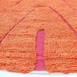 Rundt teppe - Sivia Natural Cotton Shaggy (rød/oransje)