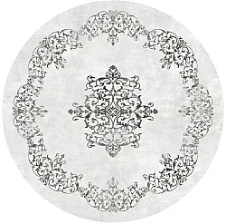Rundt teppe - Santi (hvit/svart)