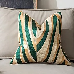 Putetrekk - Square Luxury 45 x 45 cm (grønn/gull)