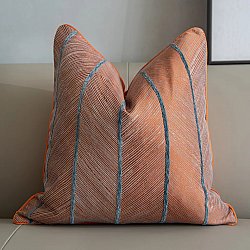 Putetrekk - Striped Design 45 x 45 cm (oransje/blå)