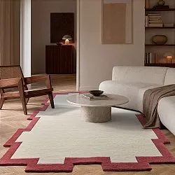 Ullteppe - Agra Hand Tufted Wool Premium (krem/rød)
