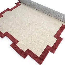 Ullteppe - Agra Hand Tufted Wool Premium (krem/rød)