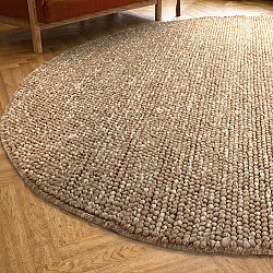 Rundt teppe - Avafors Wool Bubble (lys brun/hvit)