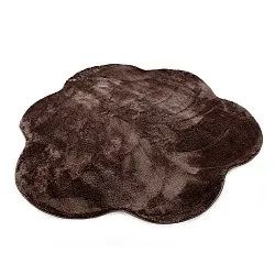 Rundt Bølgete Teppe - Aranga Super Soft Fur (mørk brun)