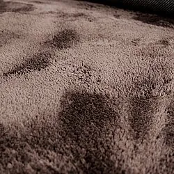 Rundt Bølgete Teppe - Aranga Super Soft Fur (mørk brun)