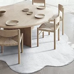 Rundt Bølgete Teppe - Aranga Super Soft Fur (hvit)