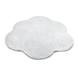 Rundt Bølgete Teppe - Aranga Super Soft Fur (hvit)