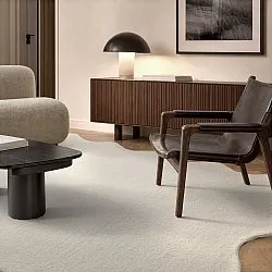 Bølget ullteppe - Diu Hand Tufted Wool Premium (krem)