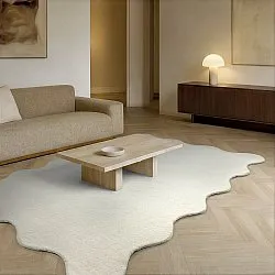Bølget ullteppe - Diu Hand Tufted Wool Premium (hvit)