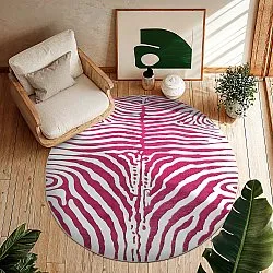 Rundt teppe - Zebra (rosa)