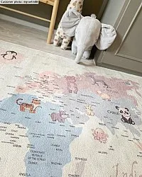 Barneteppe - Animal Map (beige)