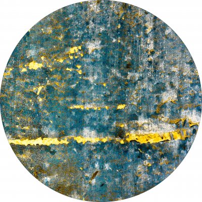 Rundt teppe - Mira (gul-blå)