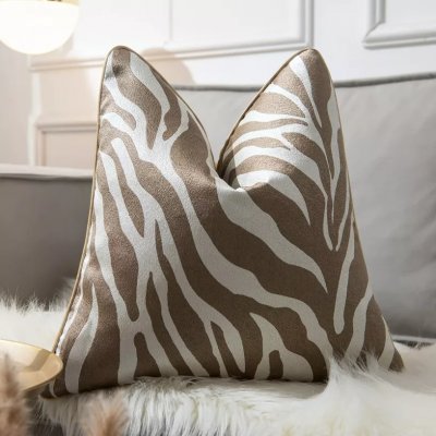 Putetrekk - Zebra Cushion 45 x 45 cm (gull/hvit)