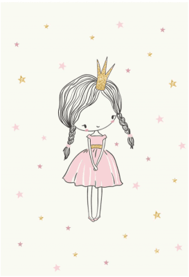 Barneteppe - Princess (rosa)