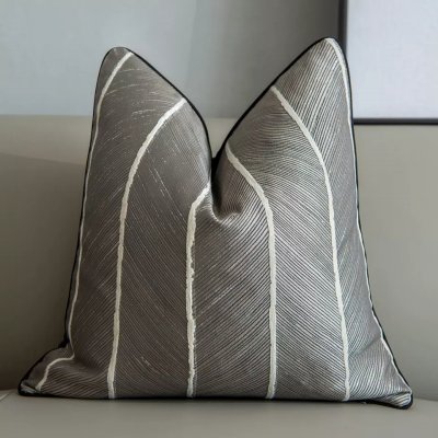 Putetrekk - Striped Design 45 x 45 cm (grå/hvit)