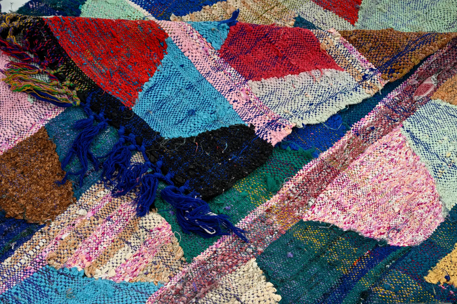 Marokkansk Boucherouite-teppe 140 x 290 cm