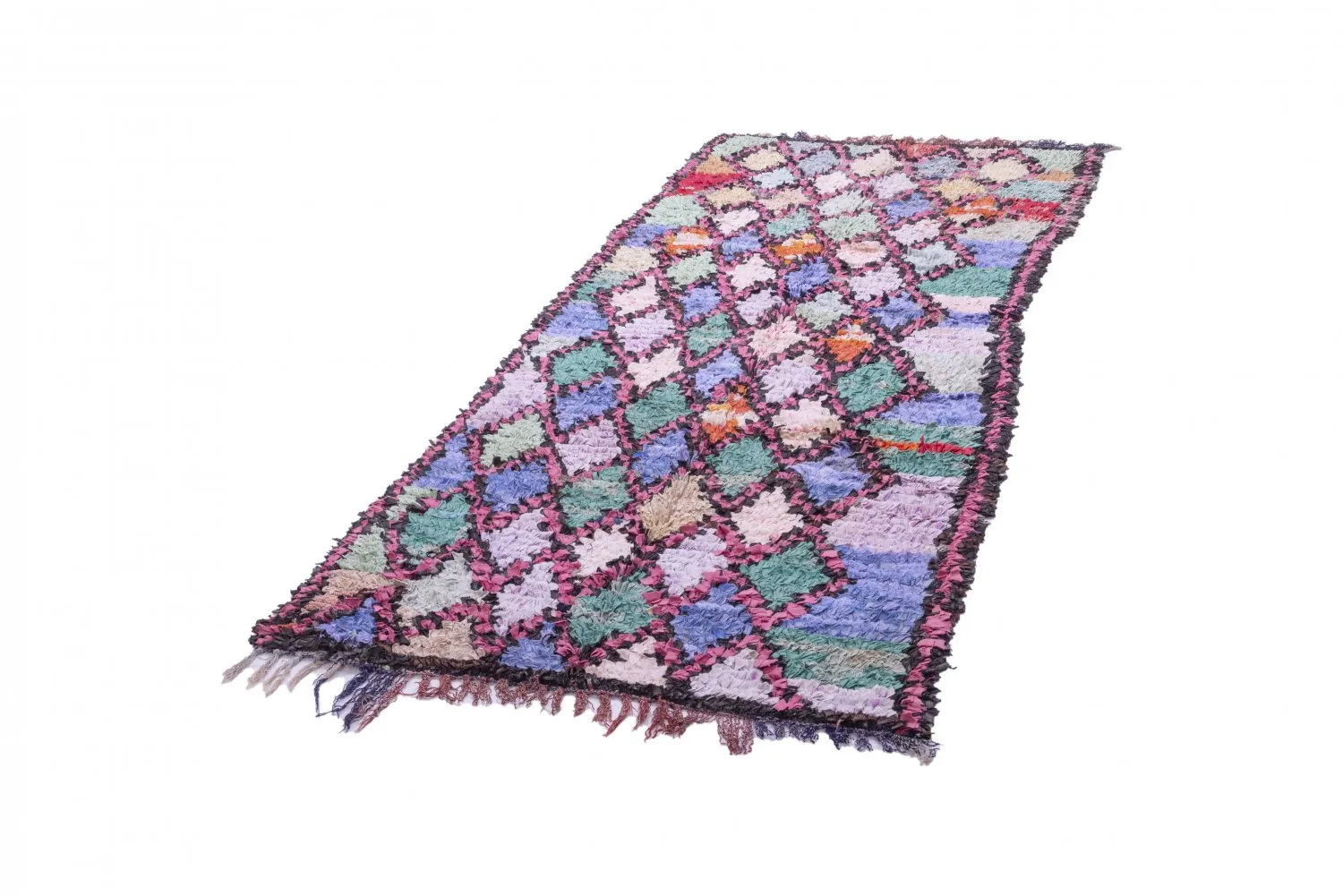 Marokkansk Boucherouite-teppe 245 x 100 cm