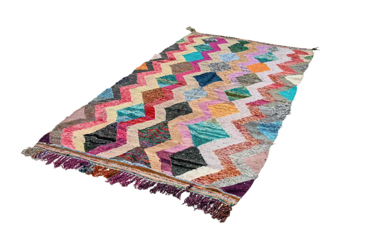Marokkansk Boucherouite-teppe 135 x 260 cm
