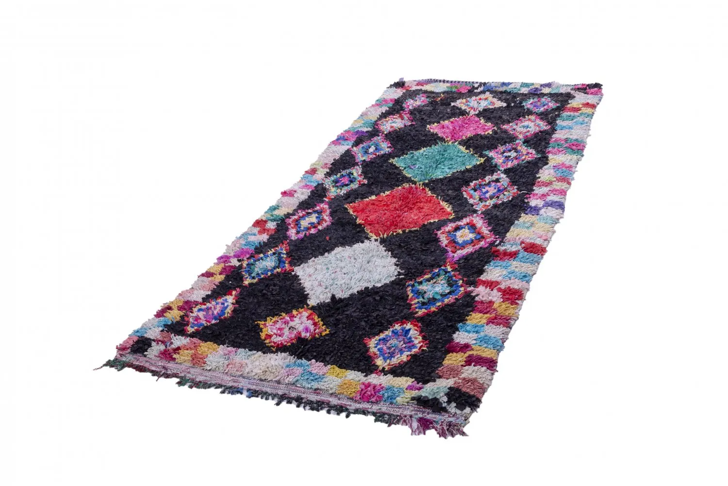 Marokkansk Boucherouite-teppe 230 x 130 cm